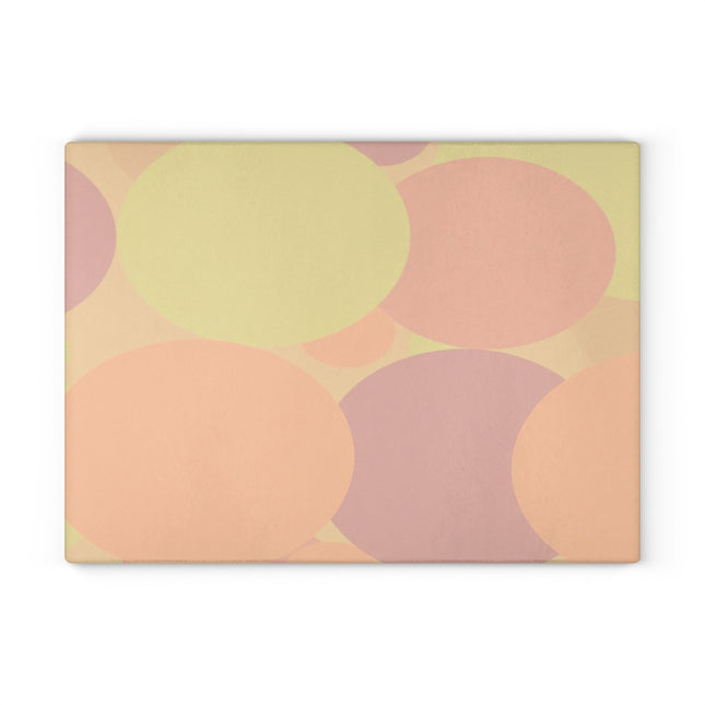 Pastel Hot Peach Patches 11" x 15" Glass Cutting Board