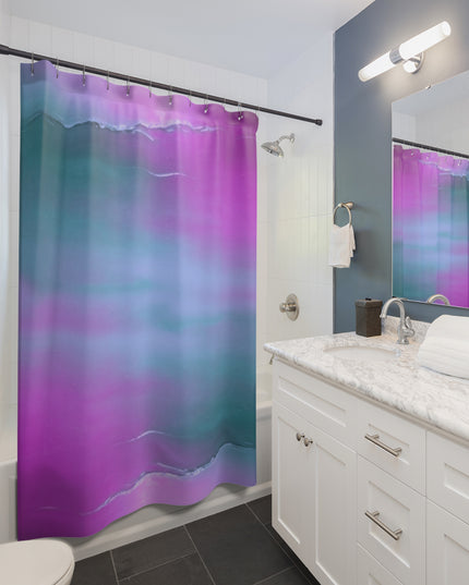 Dark Blue Green Sea Purple Fog Shower Curtains, 71" x 74"