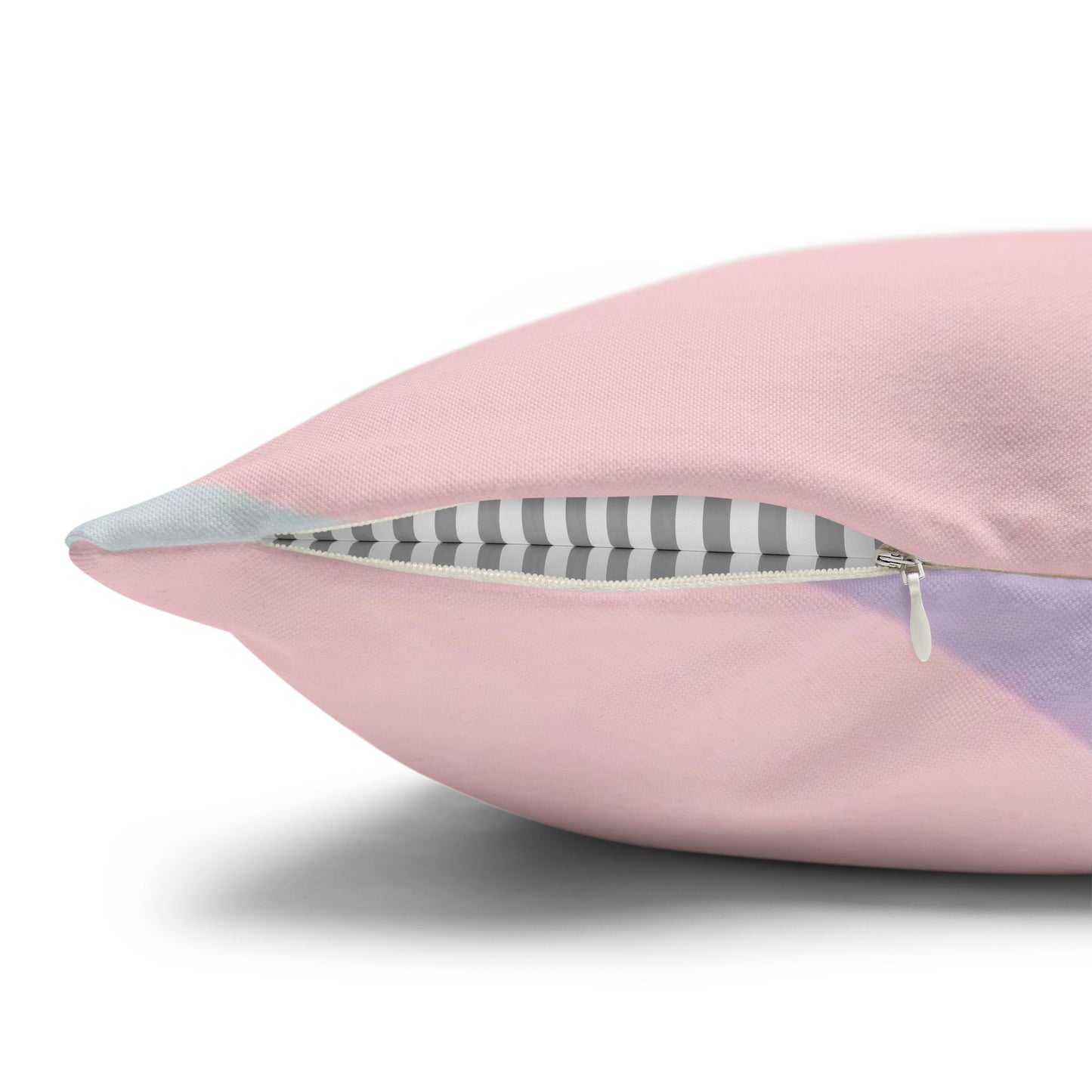 Pastel Peach and Soft Green Patches Spun Polyester Square Pillowcase, 14" x 14"