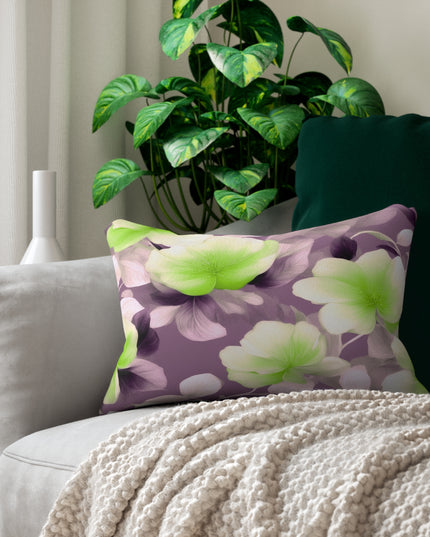 Lime Lavender Floral Bunch Spun Polyester Lumbar Pillow, 20" x 14"