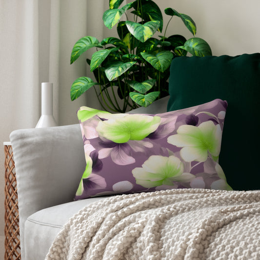 Lime Lavender Floral Bunch Spun Polyester Lumbar Pillow, 20" x 14"