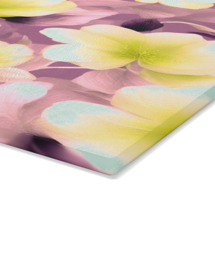 Lemon Blossom Floral Bunch Glass Cutting Board, 11" x 15"