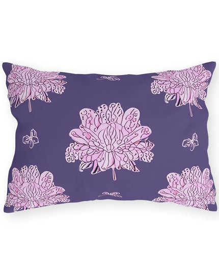 Magenta Floral Butterflies 20" x 14" Outdoor Pillow