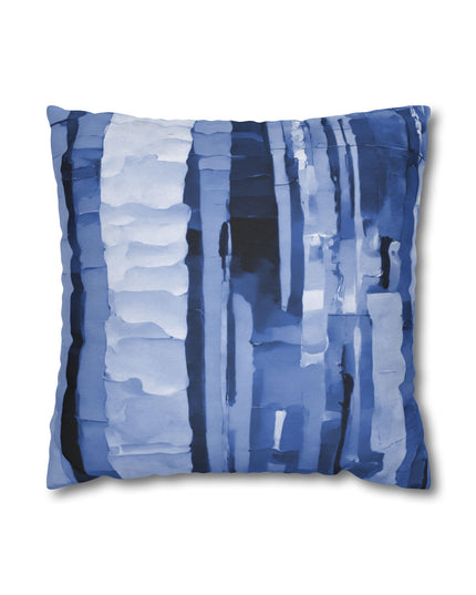 Striped Deep Blue Spun Polyester Square Pillowcase, 14" x 14"