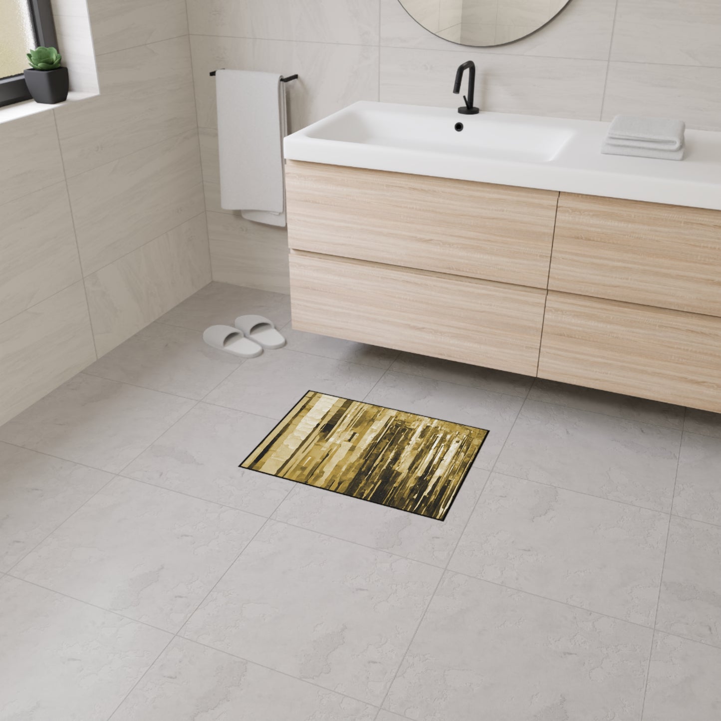 Striped Light Brown 18" x 24" Heavy Duty Floor Mat