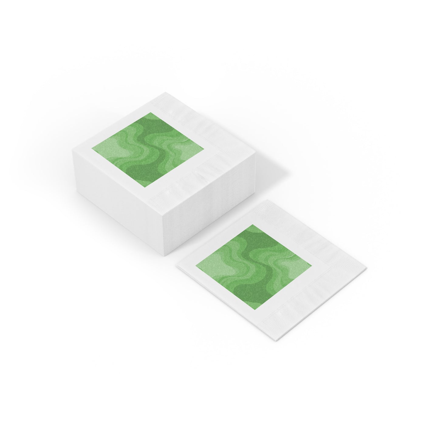 Greenie Meanie Wavey White Coined Napkins, 4.8" x 4.8"