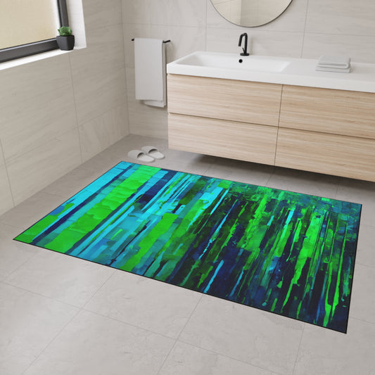 Striped Blue Green 48" x 72" Heavy Duty Floor Mat