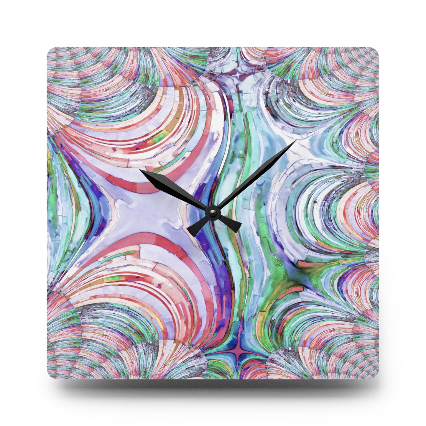 Uzi Spiral Pastels Acrylic Wall Clock, Round or Square, 10.75" x 10.75"