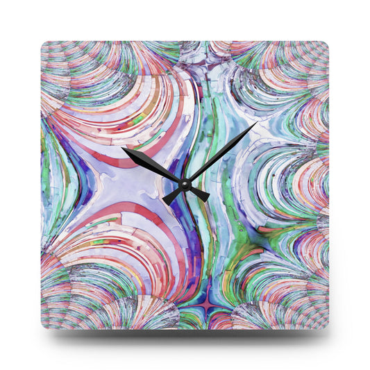 Uzi Spiral Pastels Acrylic Wall Clock, Round or Square, 10.75" x 10.75"