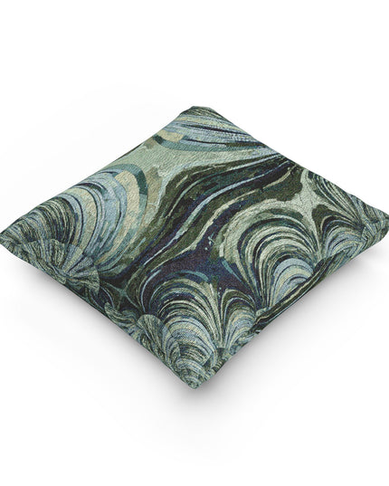 Uzi Spiral Blue Green Woven Pillow, 17" x 18"