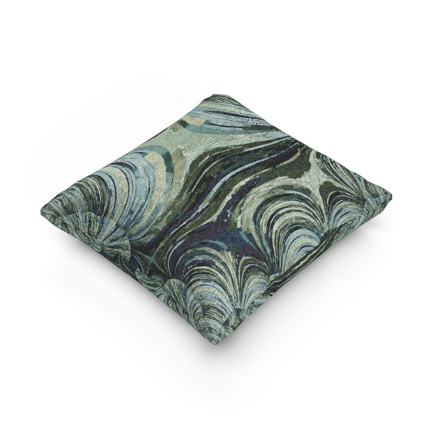 Uzi Spiral Blue Green Woven Pillow, 17" x 18"