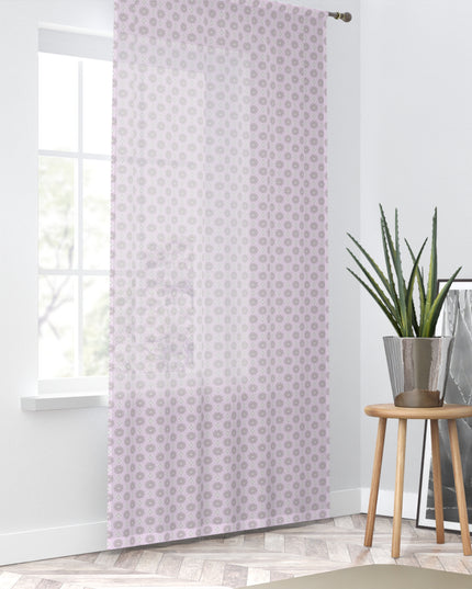 Pink Mornings Star-crossed Bodies Sheer Window Curtain, 50" x 84", partially transparent