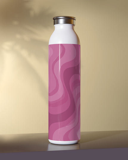 Pinky Mauve Wavey Slim Water Bottle, 20 oz White