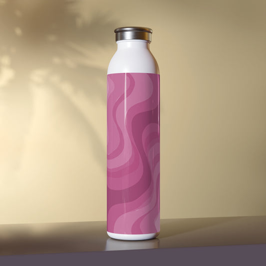 Pinky Mauve Wavey Slim Water Bottle, 20 oz White