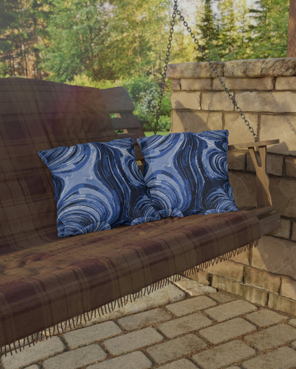 Uzi Spiral Deep Blue Outdoor Pillow, 16" x 16"