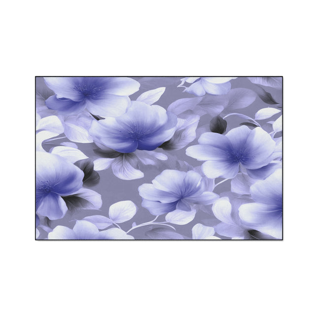 Indigo Blossom Floral Bunch Heavy Duty Floor Mat, 48" x 72"