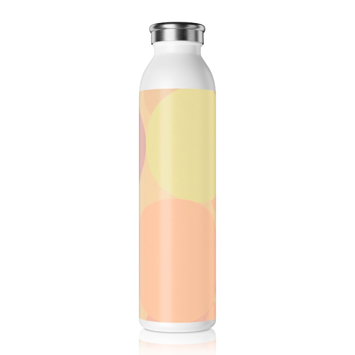 Pastel Hot Peach Patches Slim Water Bottle, 20 oz White