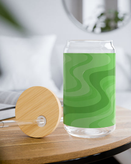 Greenie Meanie Wavey Sipper Glass, 16oz