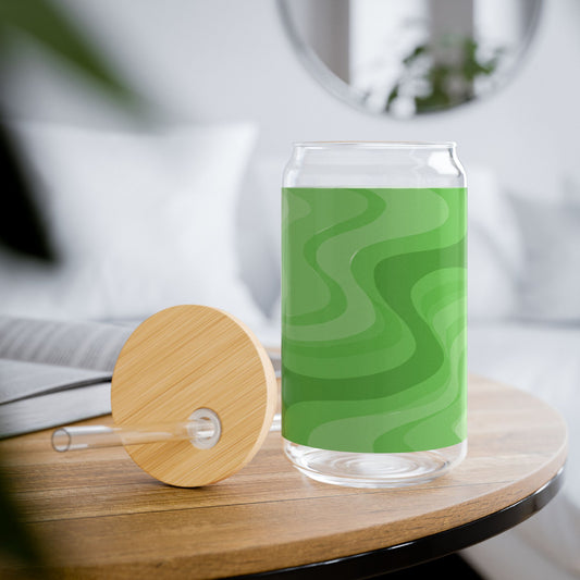 Greenie Meanie Wavey Sipper Glass, 16oz