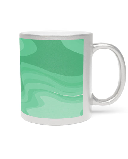 Mint Green Wavey 11 oz Metallic Mug (Silver\Gold)