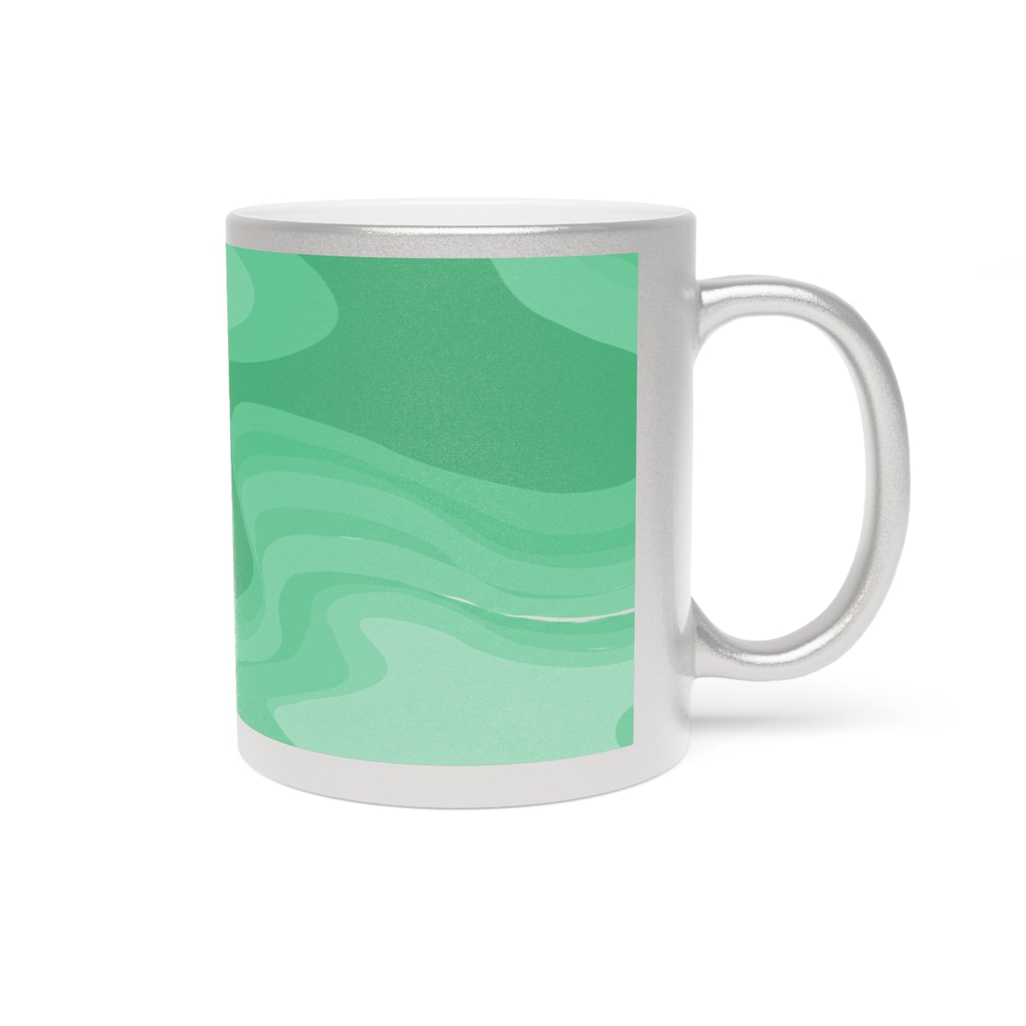Mint Green Wavey 11 oz Metallic Mug (Silver\Gold)