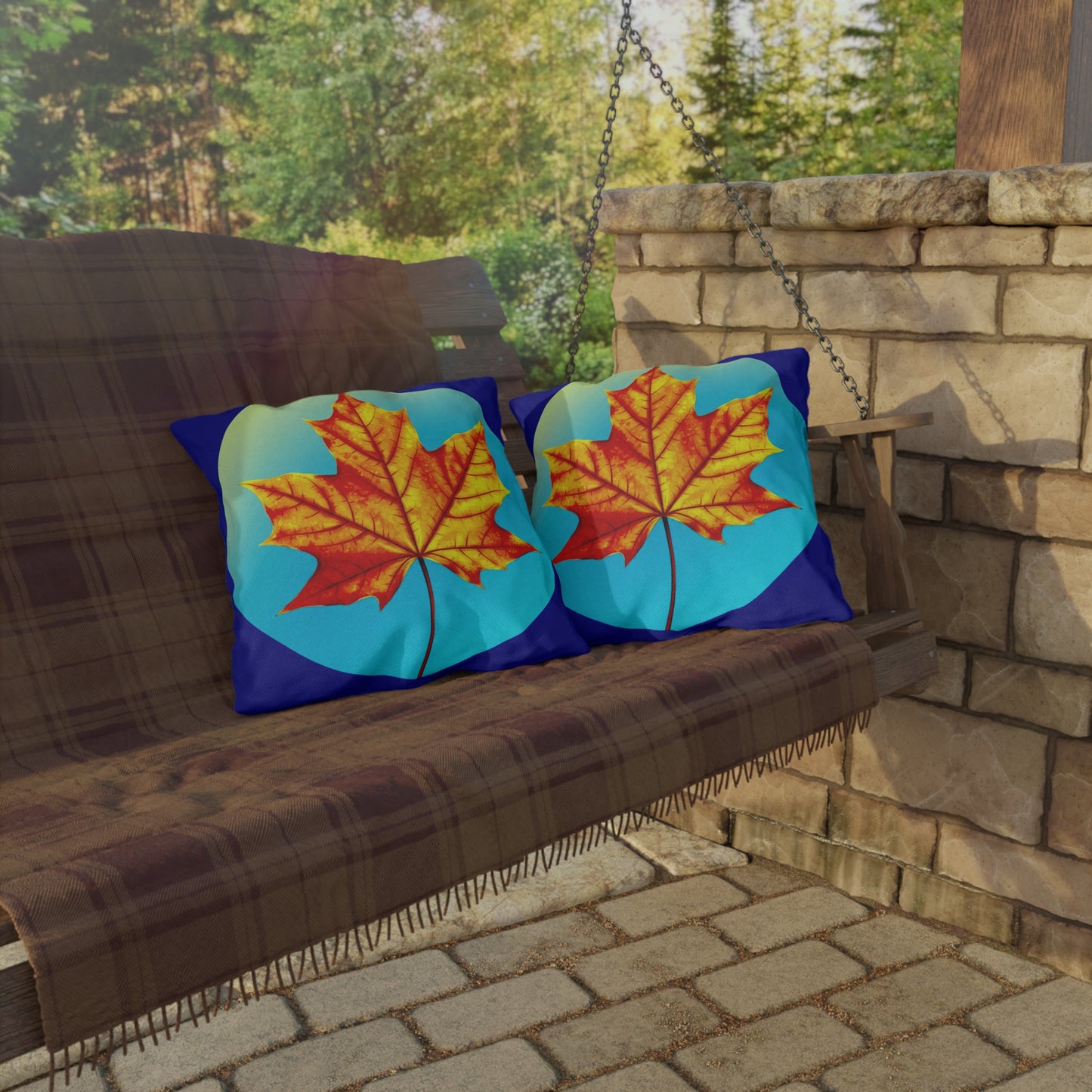 Alpha Maple Leaf 18" x 18" Outdoor Pillow