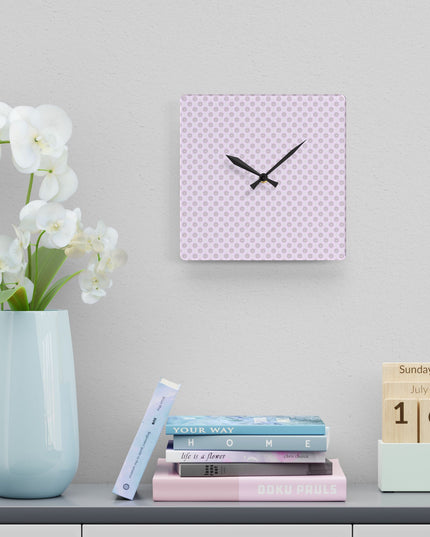 Pink Mornings Star-crossed Bodies Acrylic Wall Clock, Round or Square, 10.75" x 10.75"