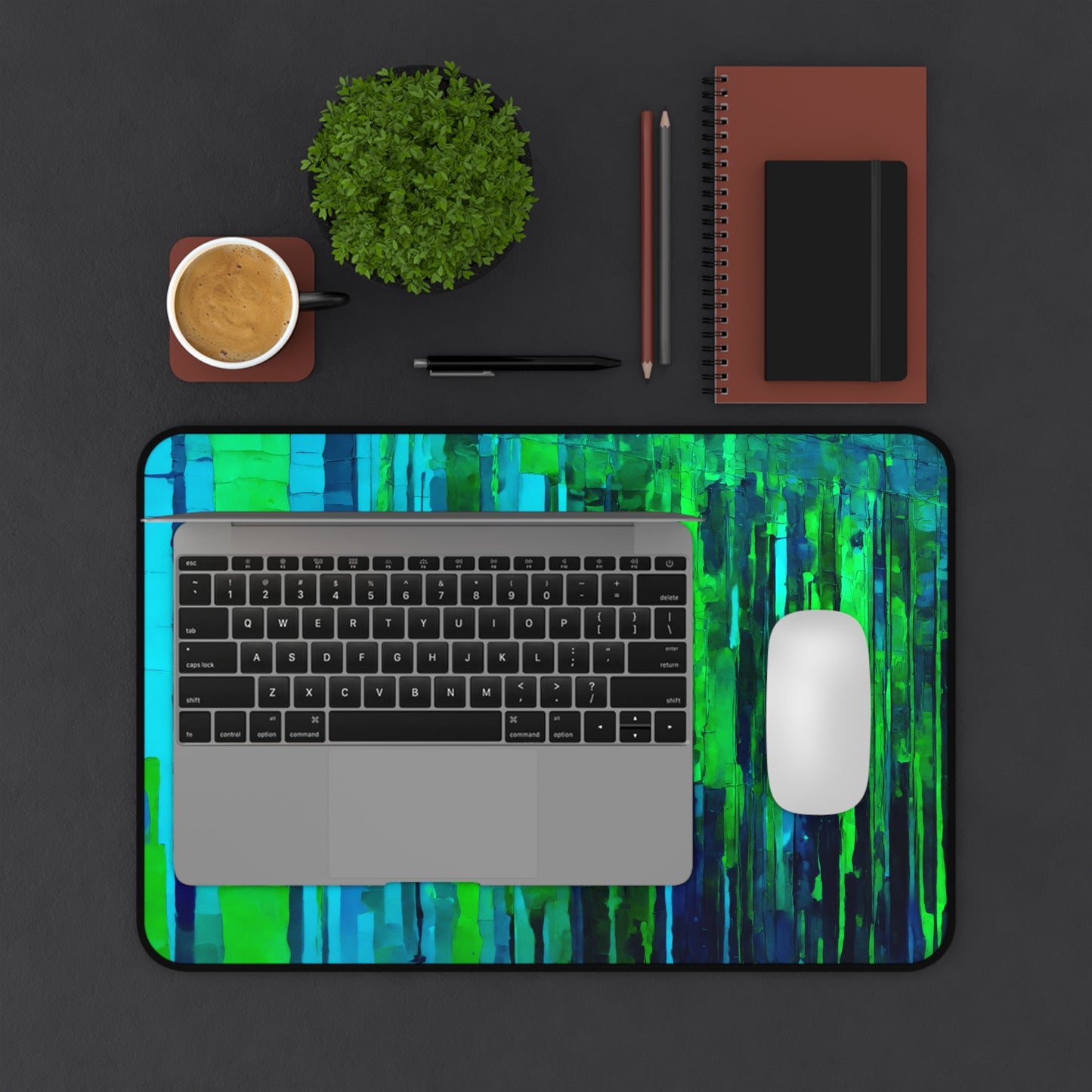 Striped Blue Green 12" x 18" Desk Mat