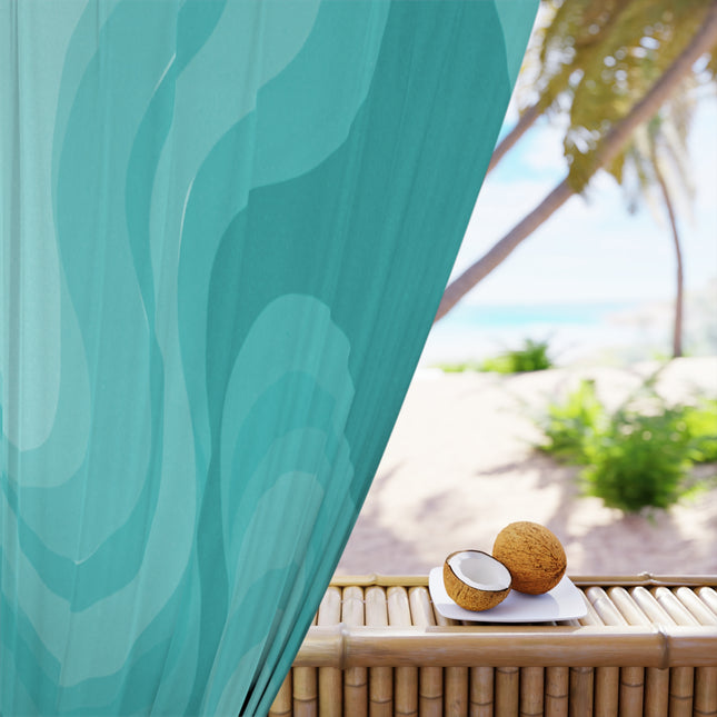 Tif Green Wavey Window Curtain, 50" x  84", blackout