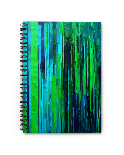 Striped Blue Green Spiral Notebook - Ruled Line, 6" x 8", 118 pages