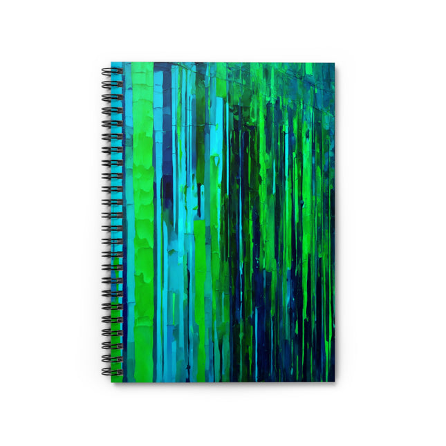 Striped Blue Green Spiral Notebook - Ruled Line, 6" x 8", 118 pages