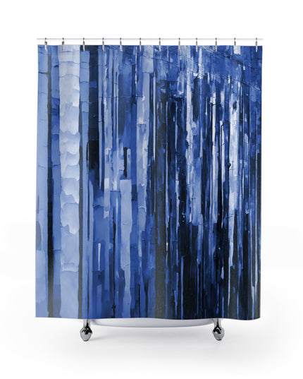 Striped Deep Blue Shower Curtains, 71" x 74"