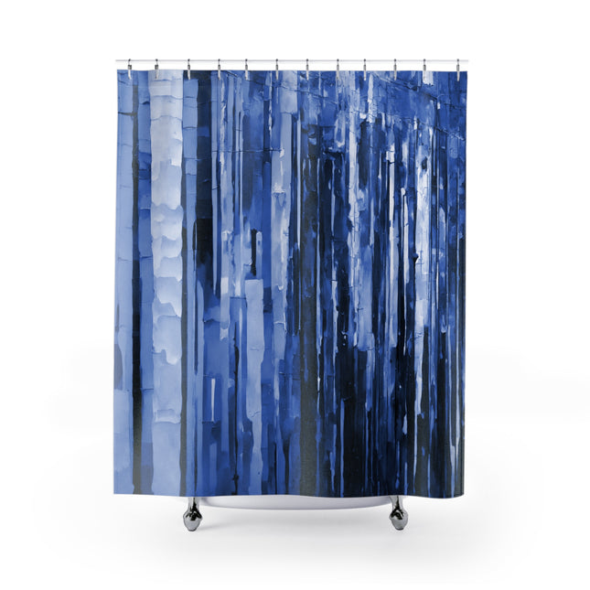 Striped Deep Blue Shower Curtains, 71" x 74"