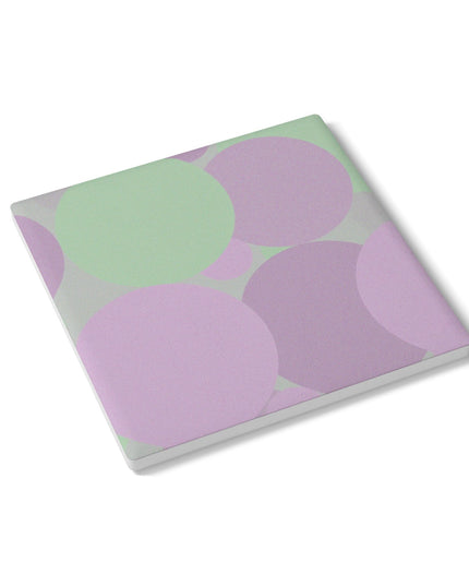 Pastel Lavender Purple and Soft Green Patches 4" x 4" Square Ceramic Coaster