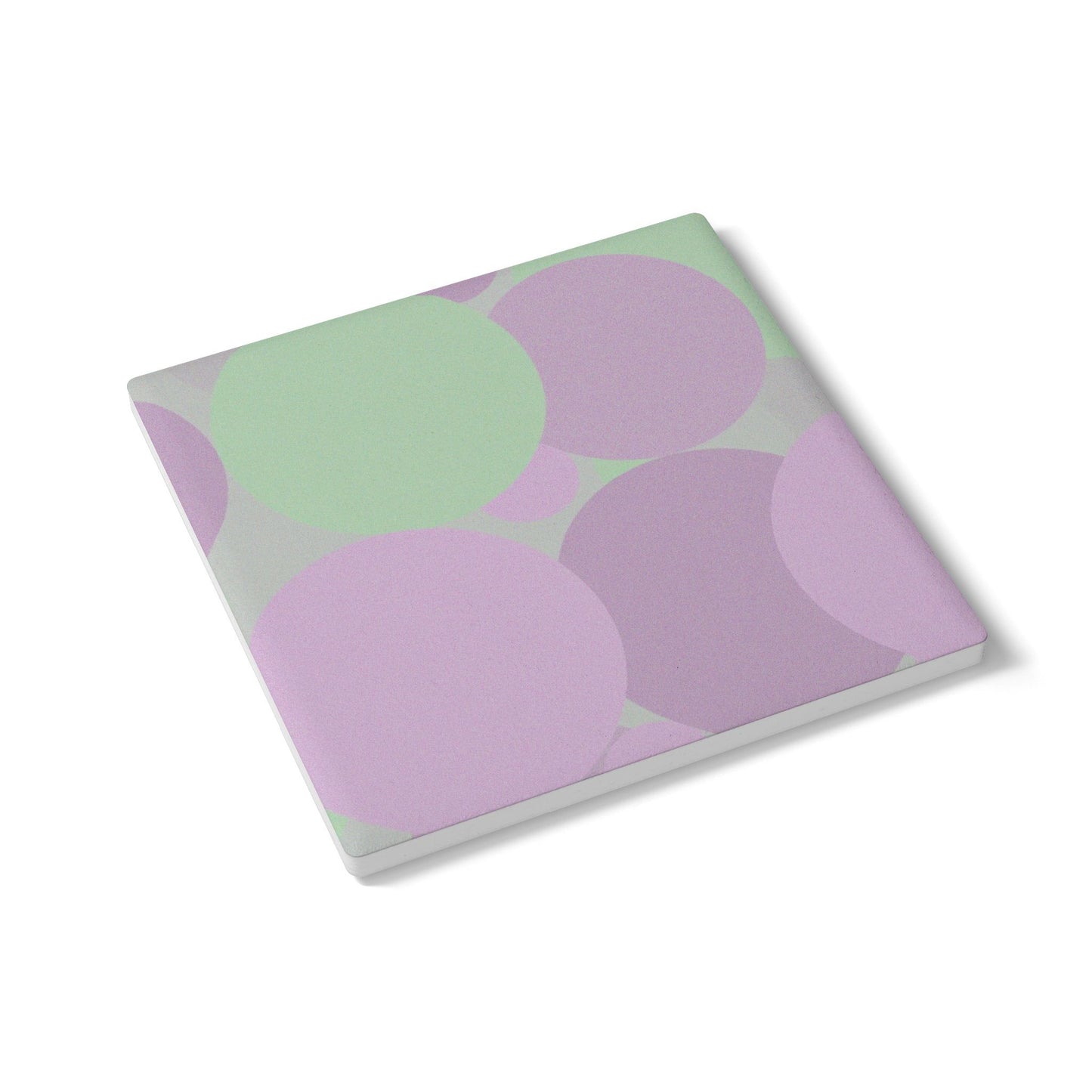 Pastel Lavender Purple and Soft Green Patches 4" x 4" Square Ceramic Coaster
