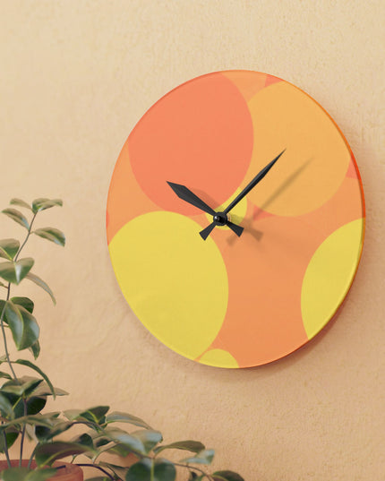 Pastel Bright Oranges Patches Acrylic Wall Clock, Round or Square, 10.75" x 10.75"