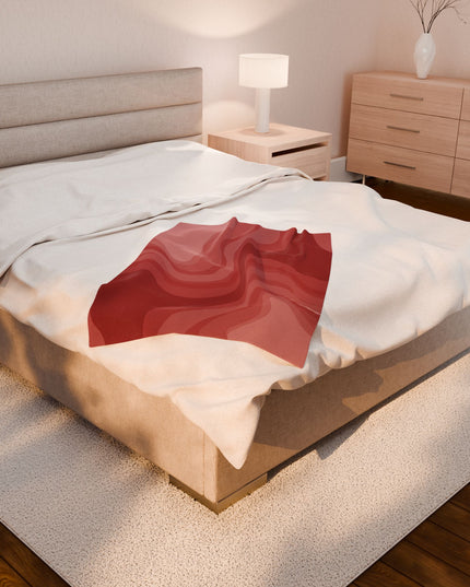 Power Red Wavey Velveteen Plush Blanket, 30" x 40"