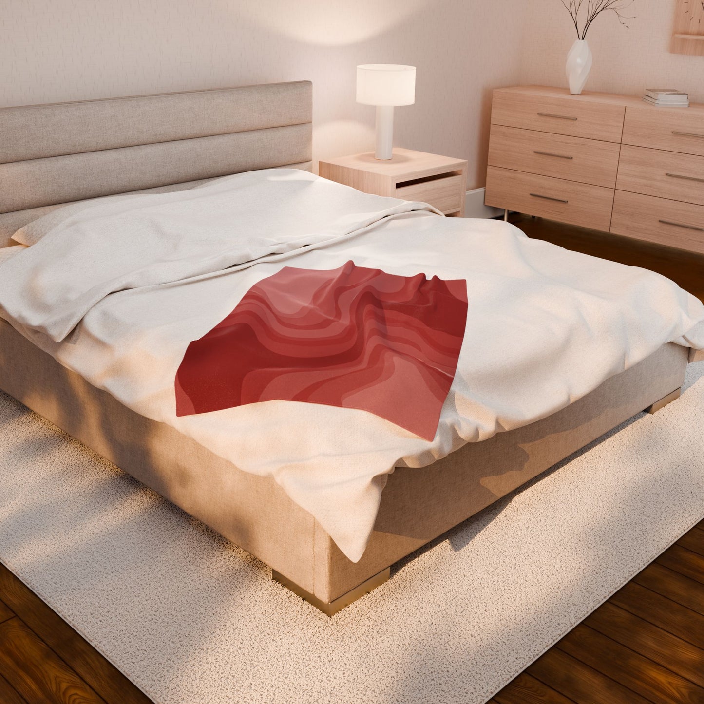 Power Red Wavey Velveteen Plush Blanket, 30" x 40"