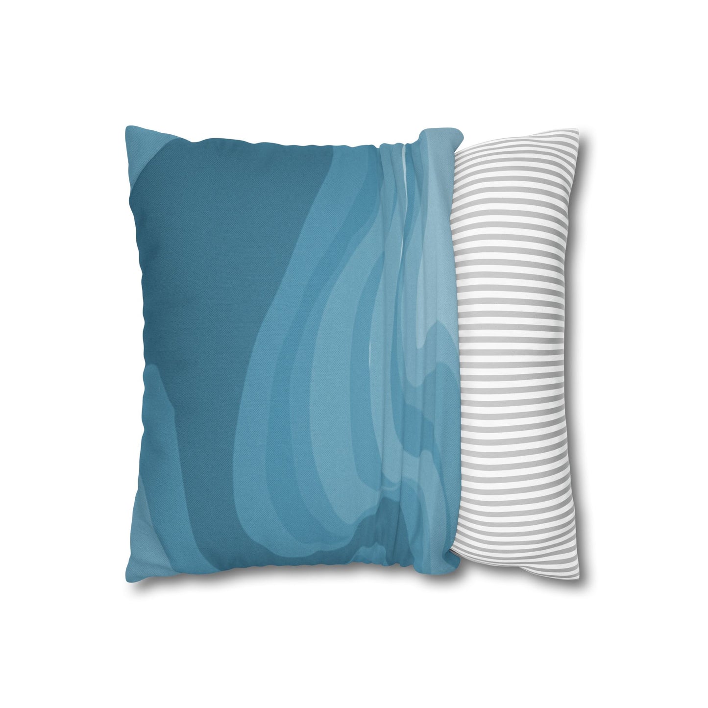 Sky Blue Wavey Spun Polyester Square Pillowcase, 14" x 14"