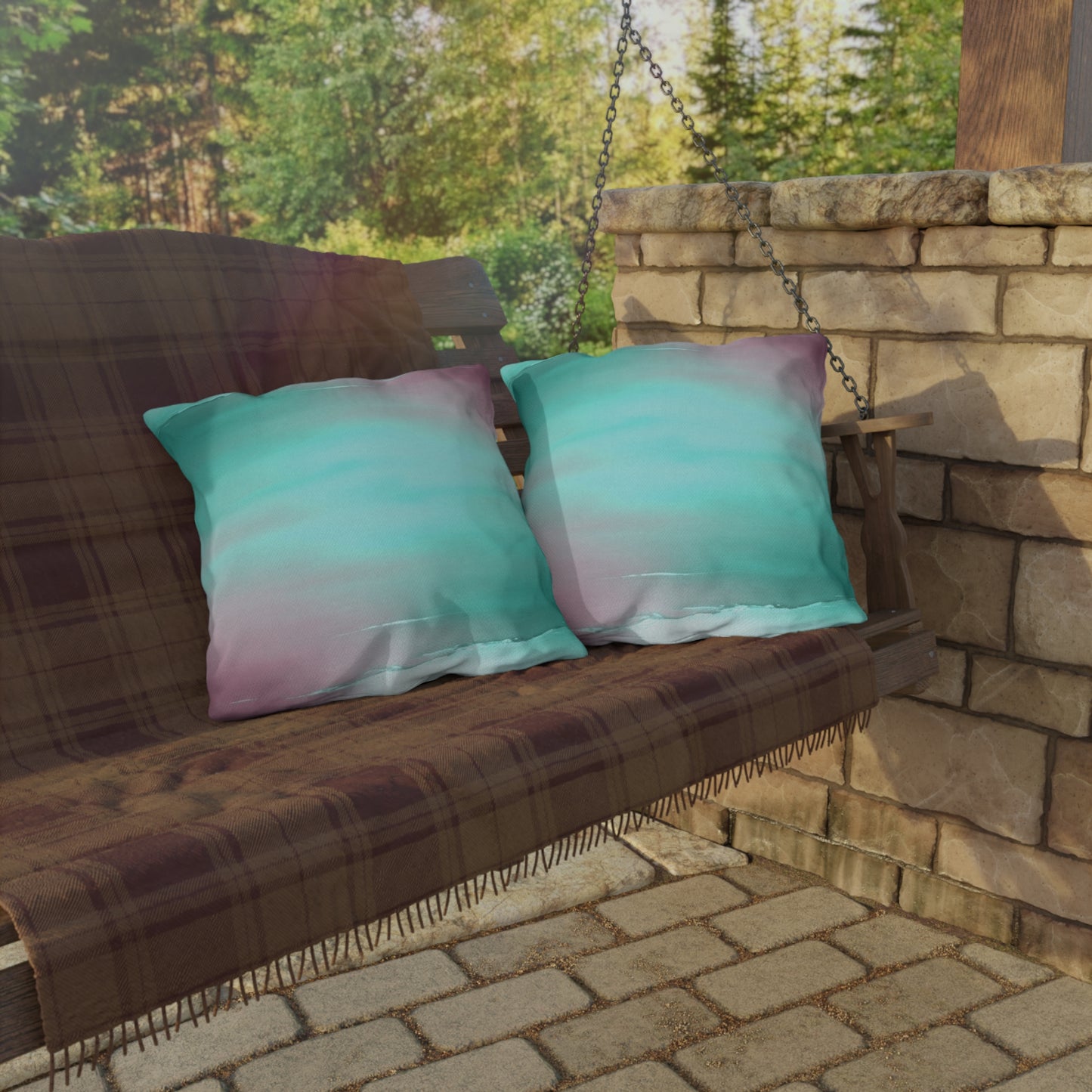 Green Sea Lavender Fog 20" x 20" Outdoor Pillow