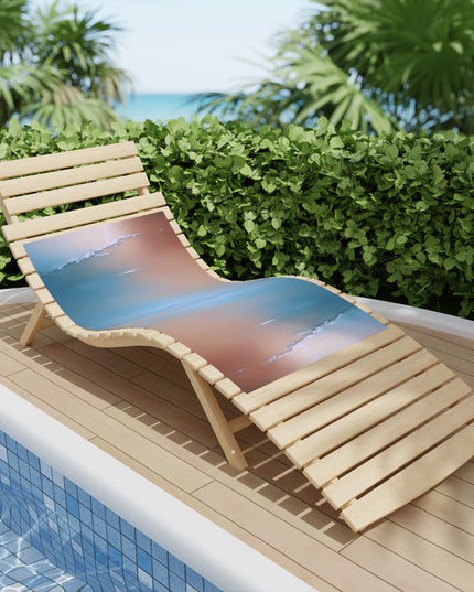 Blue Sea Peach Fog Beach Towel, 24" x 44"