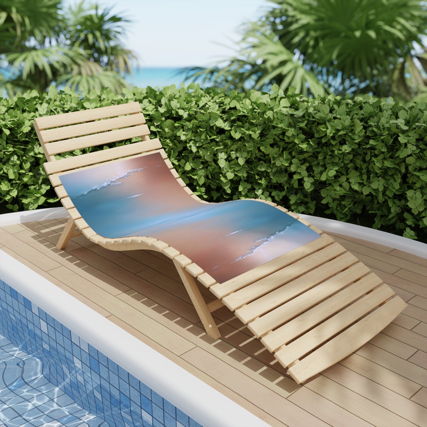 Blue Sea Peach Fog Beach Towel, 24" x 44"