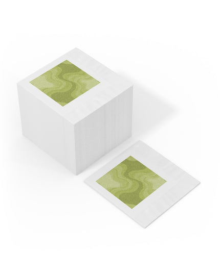 Lemon Wavey White Coined Napkins, 4.8" x 4.8"