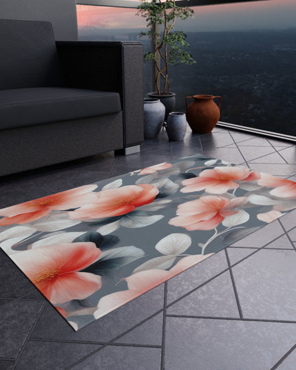 Red Blossom Floral Bunch Outdoor Rug, 36" x 60"