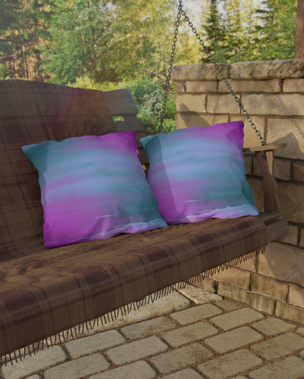 Dark Blue Green Sea Purple Fog 18" x 18" Outdoor Pillows