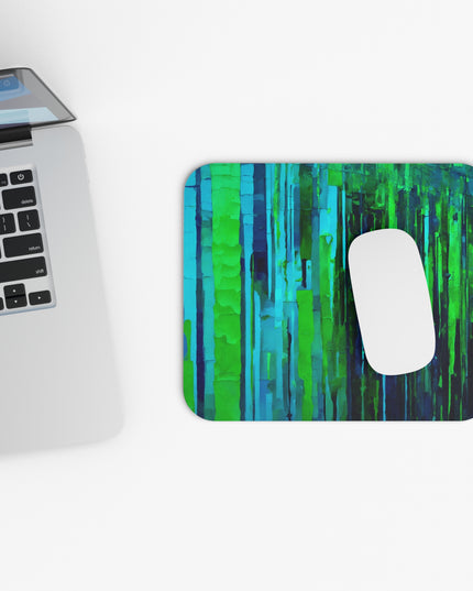 Striped Blue Green Mouse Pad, 9" x 8" Rectangle