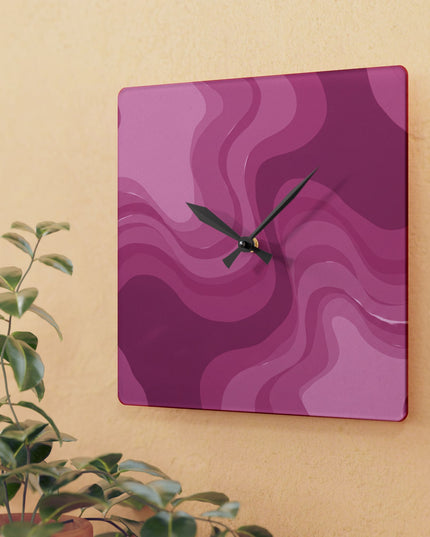 PInky Mauve Wavey 10.75" x 10.75" Round or Square Acrylic Wall Clock