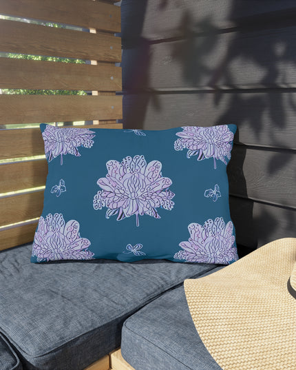 Lavender Floral Butterflies 20" x 14" Outdoor Pillow