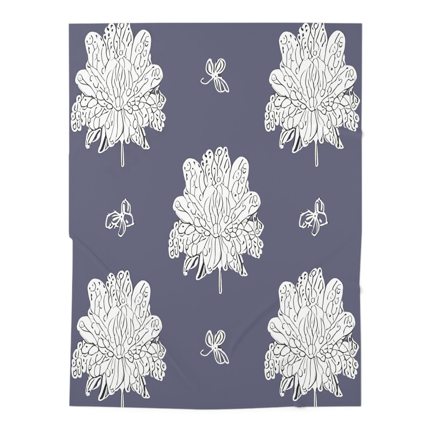 White Floral Butterflies Baby Swaddle 30″×40″ Blanket