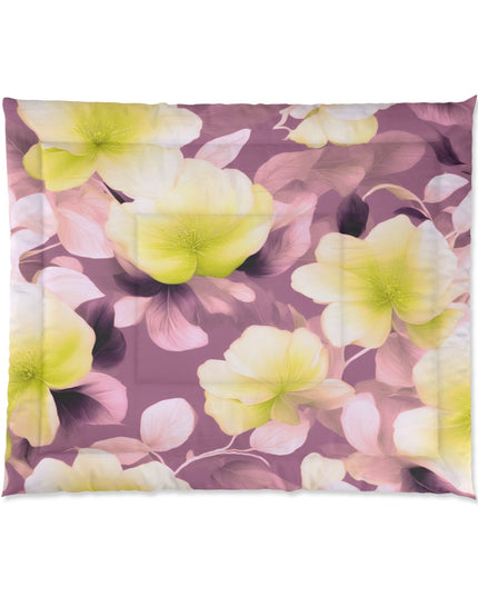 Lemon Blossom Floral Bunch Comforter, 104" × 88"